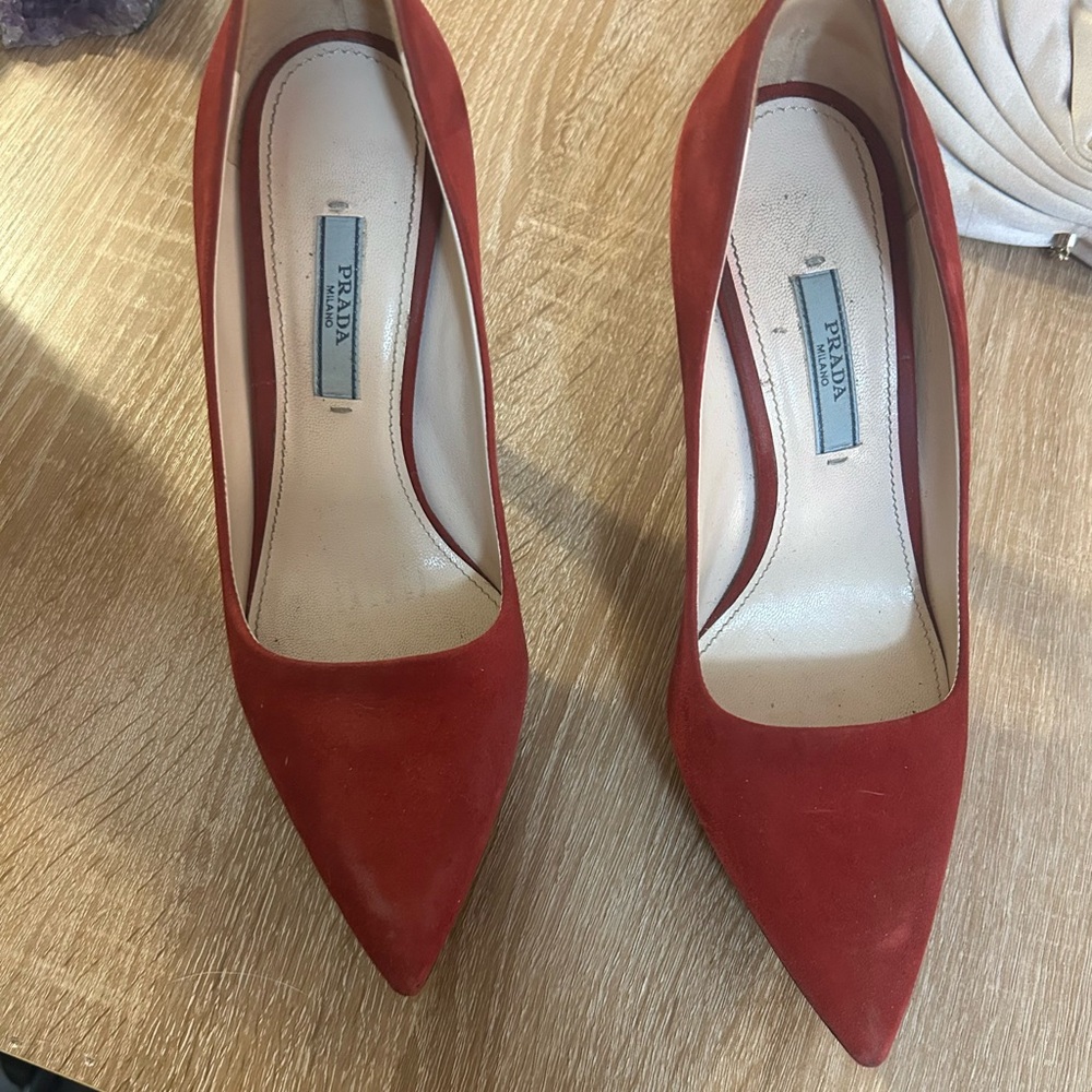 Prada Scarlet Pointed Toe Heels